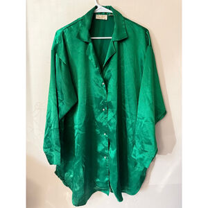 Women's Vintage Victoria's Secret Green Satin Pajama Top L
